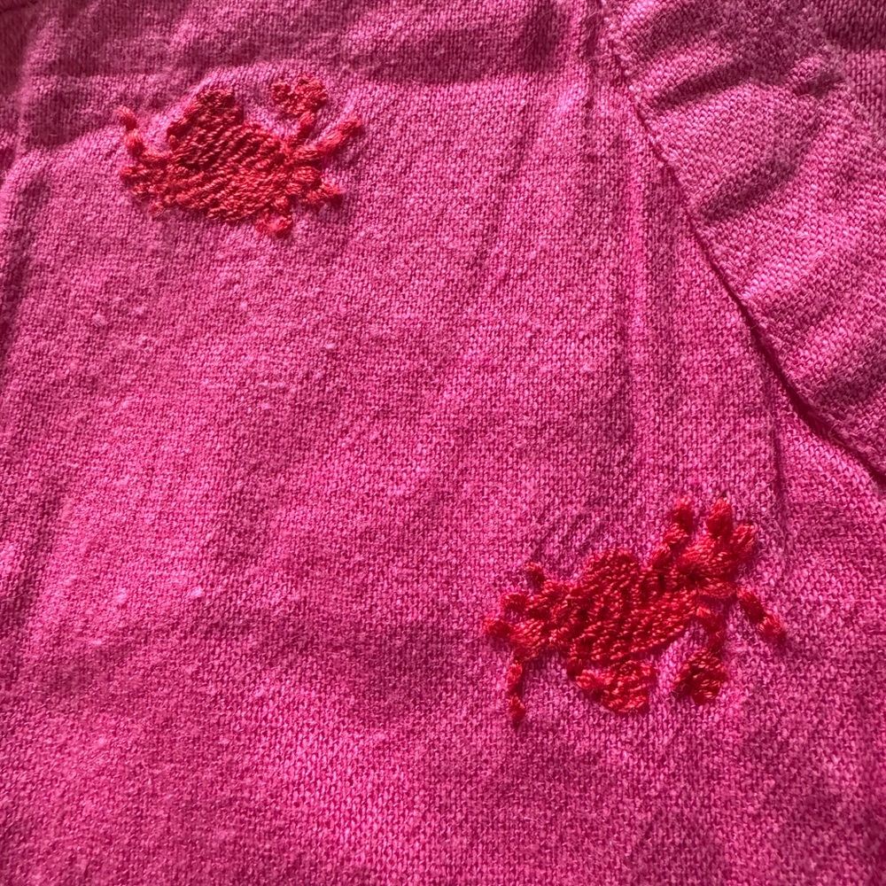 Anthropologie Bright Pink Tiered Dress with Red Embroidery - Picture 3 of 8